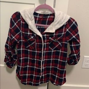 Plaid hooded top
